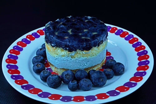 Fruittaartje met yoghurtroom, koekje en vers fruit