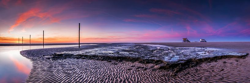 Sites lacustres sur la plage de Sankt Peter Ording, en mer du Nord par Voss photographie