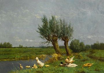 A Duck Family In A Meadow, Constant Artz