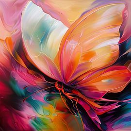 Abstract, colourful butterfly — majestic by Wilma Mesman