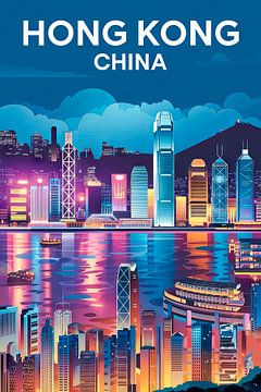 Hong Kong, China. by Poster Art Shop