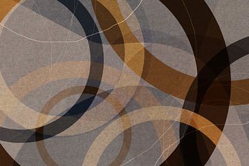 Retro geometrie. Moderne abstracte organische vormen in bruin, grijs en beige van Dina Dankers