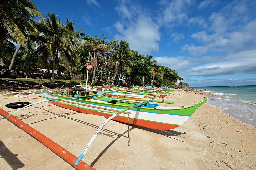 Colourful boats on Torrijos beach by Frank Photos
