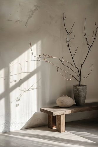Stilleven in betonnen interieur omgeving