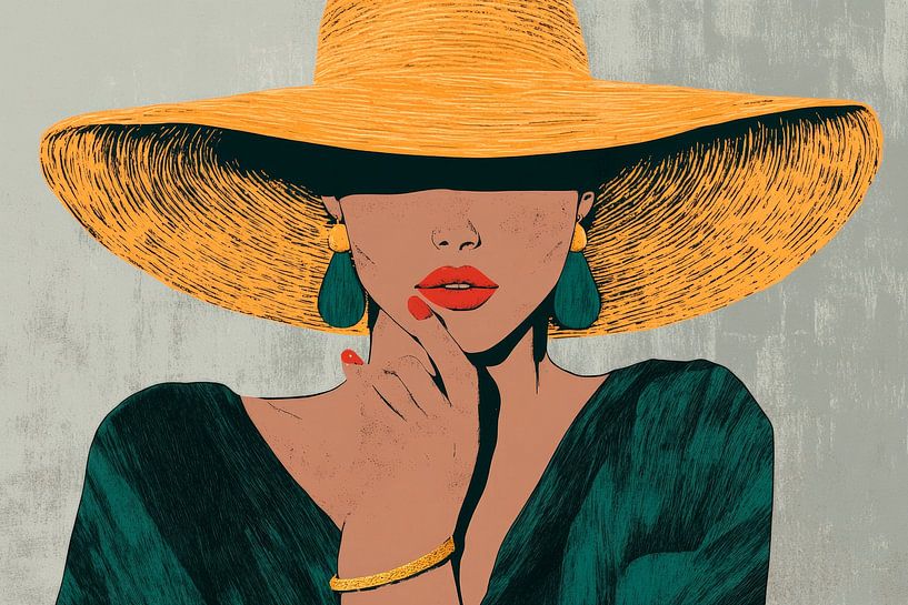 Une beauté mystérieuse dans un chapeau de soleil par Poster Art Shop