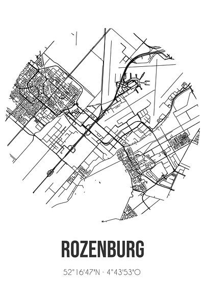 Rozenburg (Noord-Holland) | Map | Black and White by Prints of Place