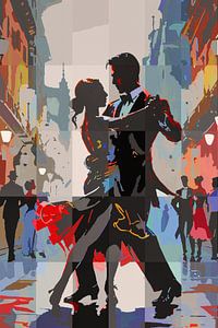 Romantischer Pop Art Tango-Tanz auf der Straße