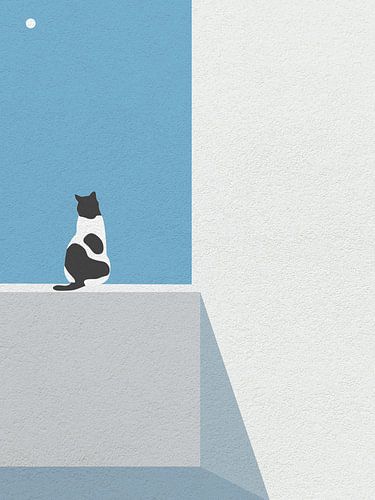 Minimal art of cats on the edge of the window