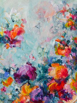 Avant de partir... - peinture florale abstraite et colorée