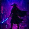 Samurai Ronin Cyberpunk-stijl Japan van Ruzerin