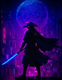 Samurai Ronin Cyberpunk Stil Japan