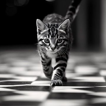 Black and white domestic cat portrait art photography