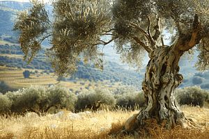 Einzelner Baum in impressionistischer Landschaft