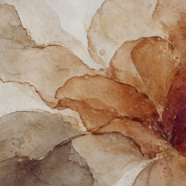 Botanical Brilliance XV,  Botanischer Glamour in Rostbraun und warmem Beige, Aquarell / Gemälde von MadameRuiz