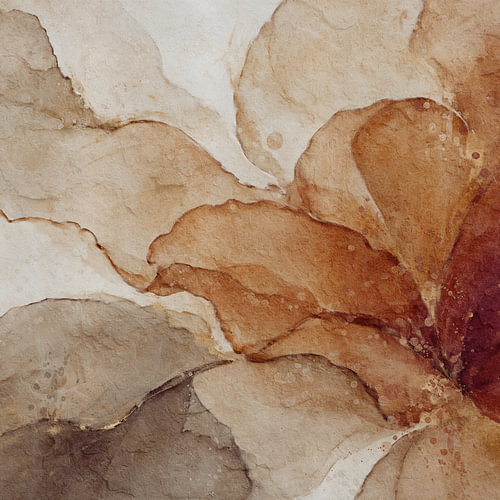Botanical Brilliance XV,  Botanischer Glamour in Rostbraun und warmem Beige, Aquarell / Gemälde