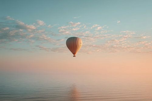 Montgolfière au-dessus de la mer