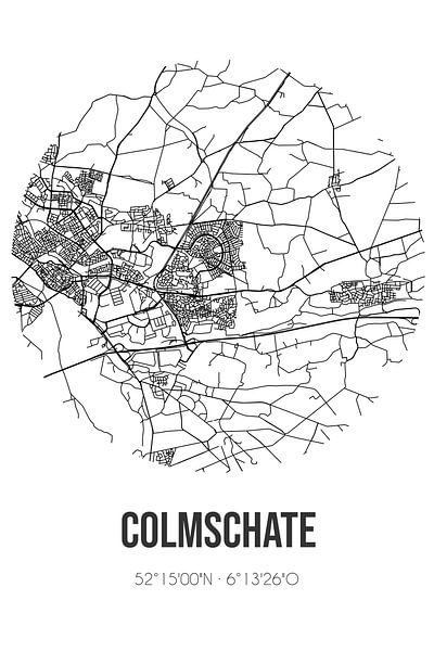 Colmschate (Overijssel) | Map | Black and white by Prints of Place