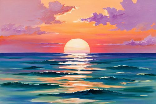 Prachtige zonsondergang boven oceaan