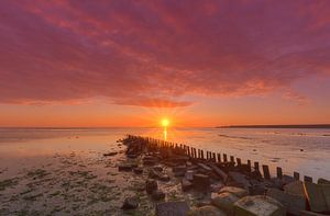 Port de De Cocksdorp sur Texel au lever du soleil