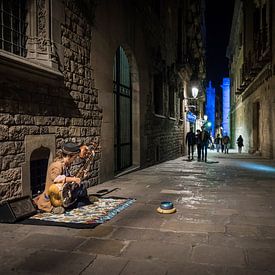 Straatmuzikant in Barcelona van Richard Janssen