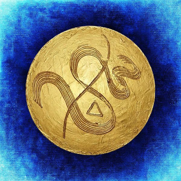 goldenes Seelensymbol, blau hinterlegt von ADLER & Co / Caj Kessler