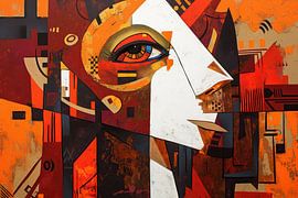 Abstraktes Porträt in Orange von ARTEO Gemälde