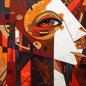 Abstraktes Porträt in Orange von ARTEO Gemälde