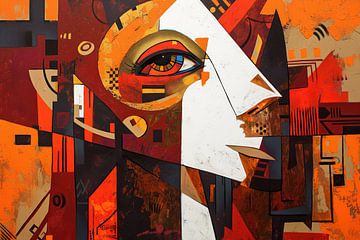 Abstraktes Porträt in Orange von ARTEO Gemälde