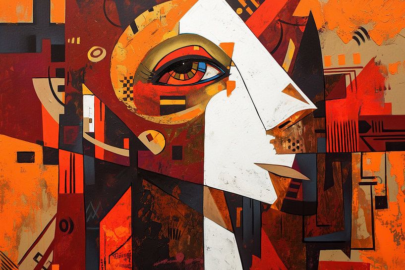 Abstract Portret in Oranje van ARTEO Schilderijen
