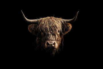 Scottish Highlander in Gold Light Focus on Strength (L'écossais des Highlands en lumière d'or) sur Eva Lee
