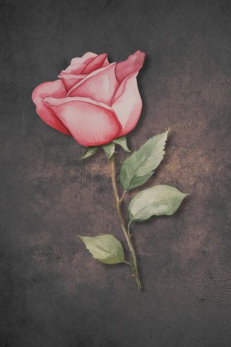 Enkele Roze Roos van DigitalArtForYou