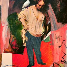 Hendrickje et una paloma blanca sur Nop Briex