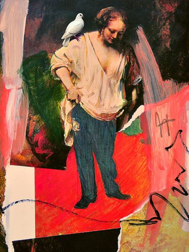 Hendrickje en una paloma blanca van Nop Briex