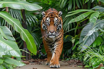 Realistisch schilderij van tijger in jungle van Art & Soul Creations
