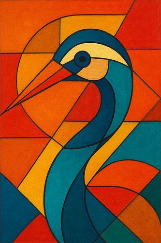 Kraanvogel schilderij.