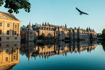 De hofvijver in Den Haag tijdens zonsondergang van Bart Maat