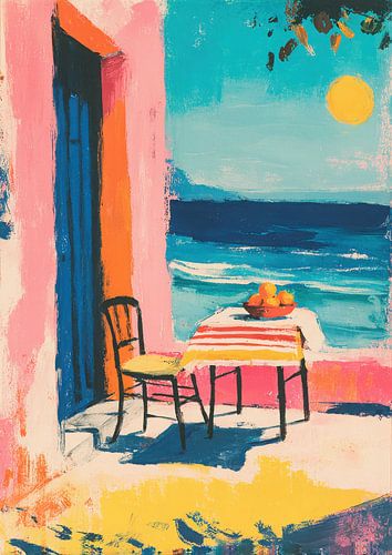Matisse terrace sea view with oranges