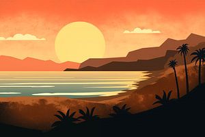 Strand im Vintage-Poster-Stil
