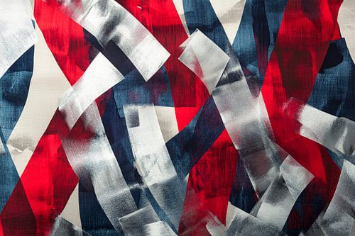 Abstract kleurenspel in rood en blauw