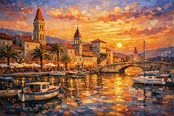 Trogir in Kroatien, ein impressionistisches Gemälde.