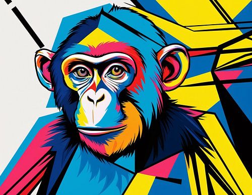 Kleurrijke geometrische aap