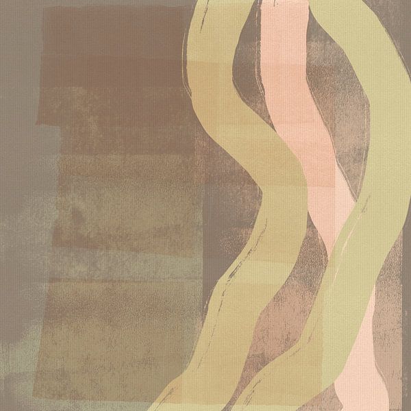 Neutral abstract lines in taupe, pink, soft green by Abstract Minimalist Art