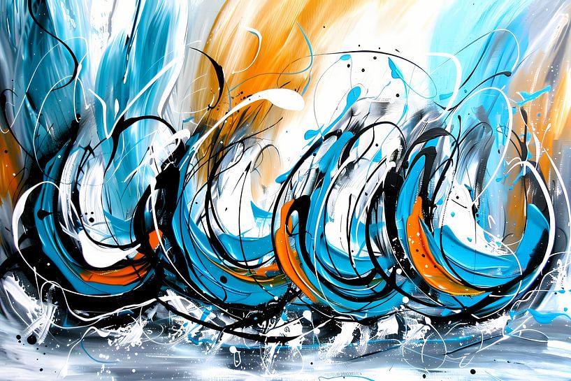 Dynamic abstract painting with colour contrast by Art & Soul Creations