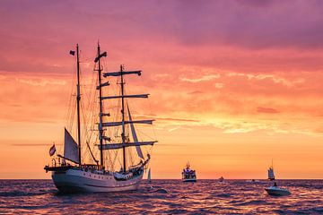 Zeilschepen bij de Hanse Sail in Rostock van Rico Ködder