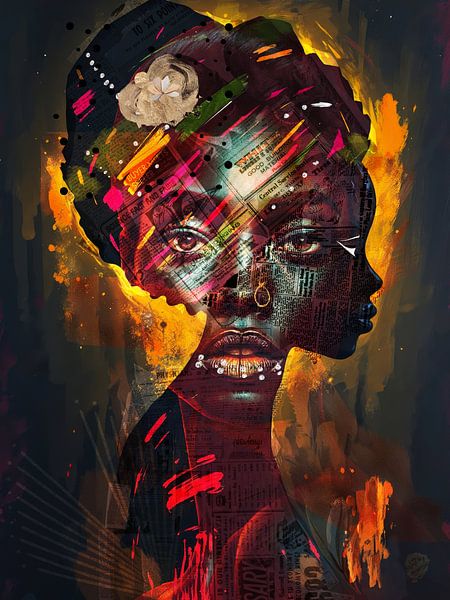 Cinematische Elegantie: Afrikaanse Schoonheid in Abstractie van Arjen Roos