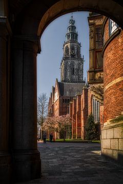 Martinitoren en kerk van Groningen op een lente dag in maart van Harry Stok