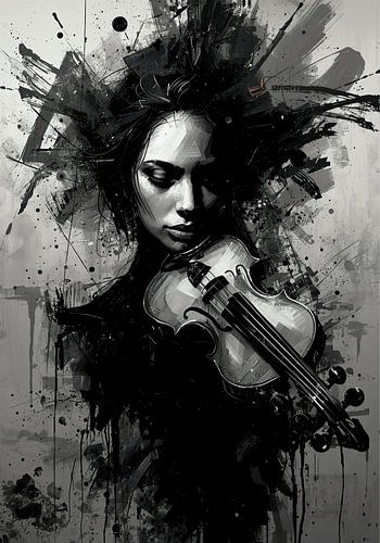 Femme jouant du violon, art abstrait