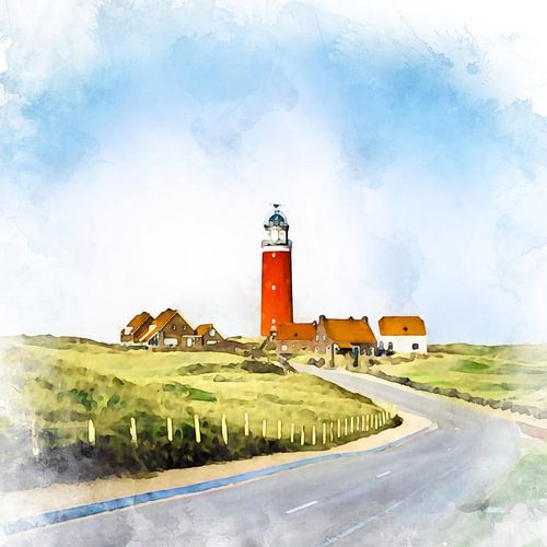 Vuurtoren Eierland op Texel, Noord-Holland.