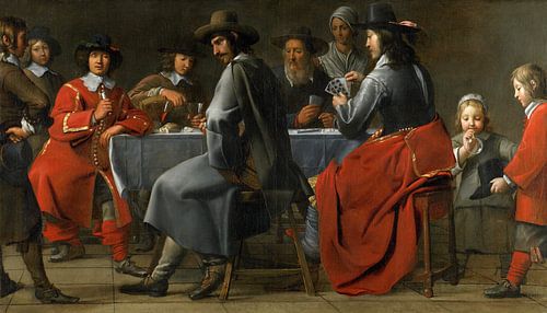 Bijeenkomst van gokkers met draailierspeler, meester van de processie