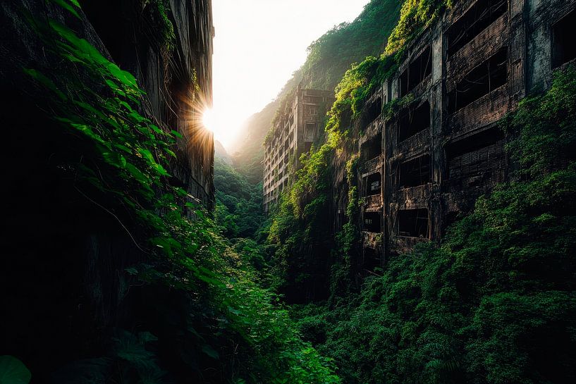 Abandoned ruin with vegetation by Poster Art Shop